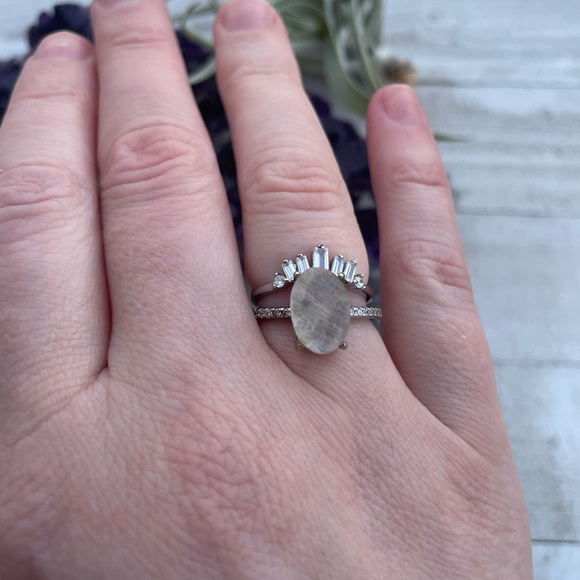 925 SS Raw Moonstone Stacking Ring Set - Picture 14 of 16